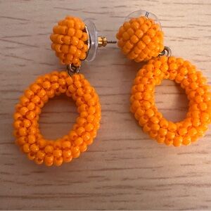 j crew Small Beaded Orange Oval  Drops